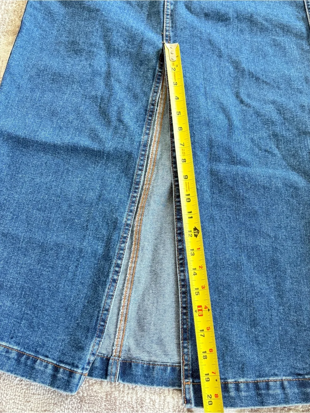 Lefties Vintage Denim  Maxi Stretch High-Waisted Front Slit A-Line Jean Skirt - Picture 5 of 11